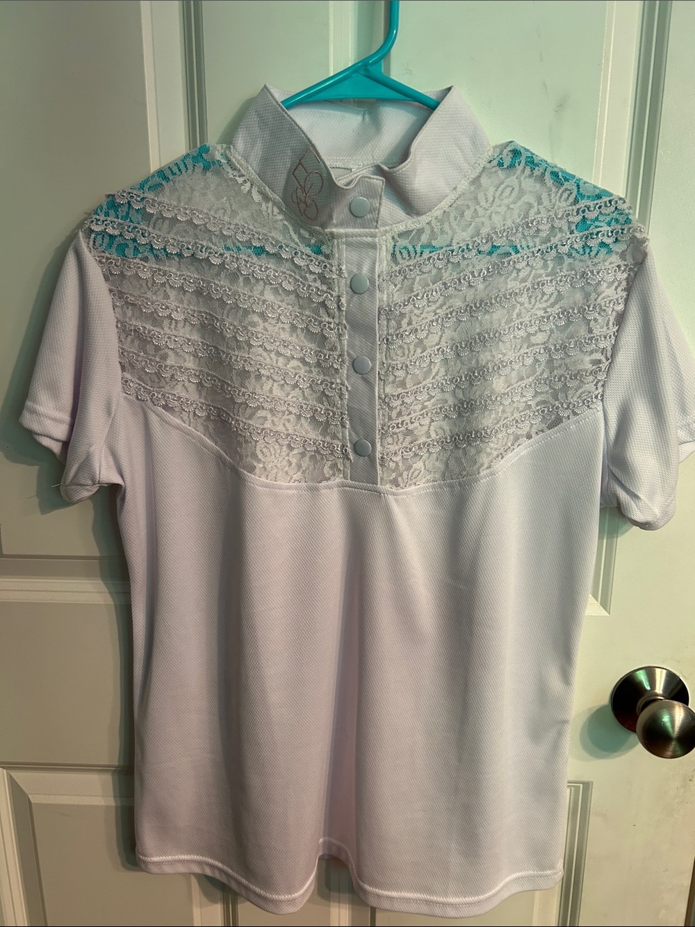 White Lace Yoke Equestrian Show Shirt